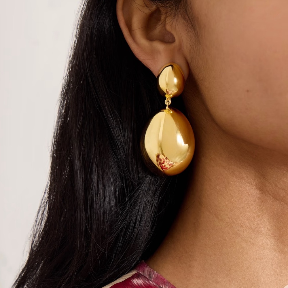 Isabel Marant ‘Awa’ Oversized Gold Tone Sculptural Drop Earrings Retail $495 - Picture 14 of 15